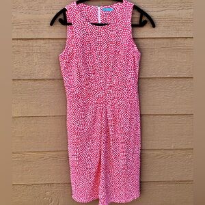 J McLaughlin Sleeveless Pink Printed Midi Dress w/ Synched Waist Sz Small